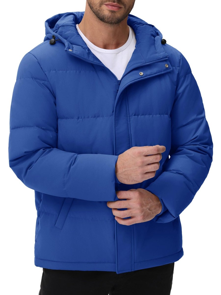 TACVASEN Blue Grey Men's Puffer Jacket Hooded Down Jacket