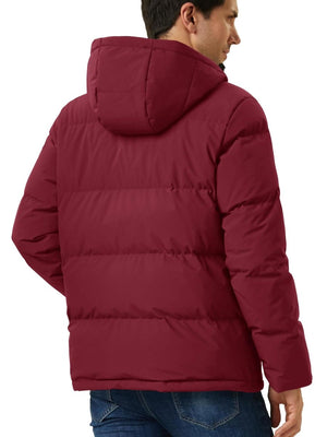 TACVASEN Wine Red Men's Puffer Jacket Hooded Down Jacket