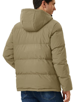 TACVASEN Khaki Men's Puffer Jacket Hooded Down Jacket