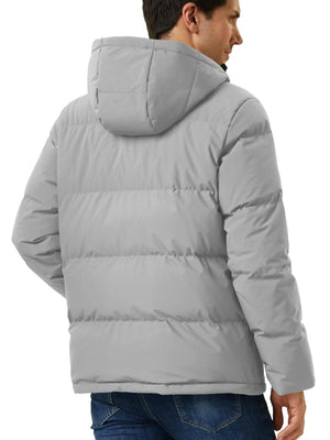 TACVASEN Light Grey Men's Puffer Jacket Hooded Down Jacket