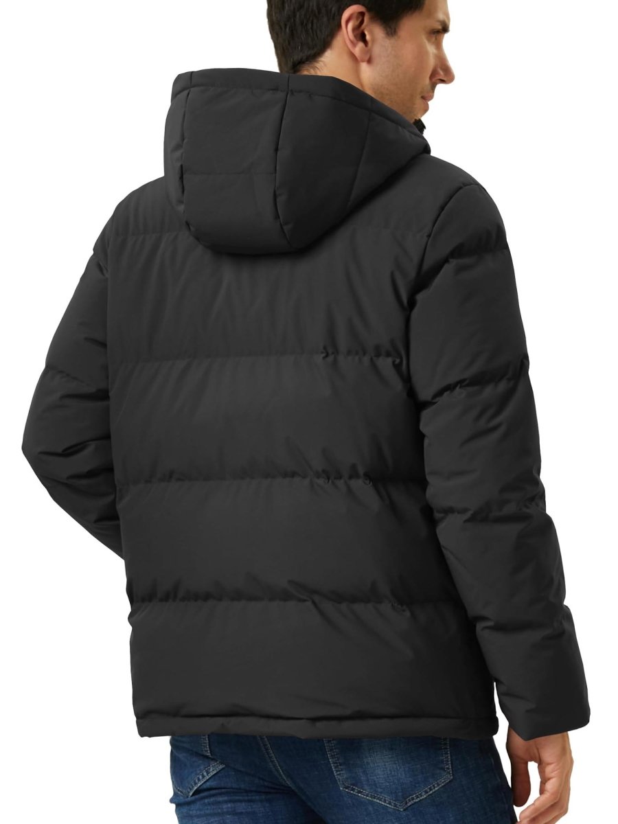 TACVASEN Black Men's Puffer Jacket Hooded Down Jacket