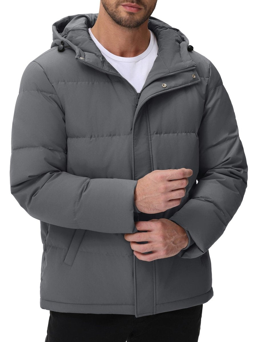 TACVASEN Dark Grey Men's Puffer Jacket Hooded Down Jacket