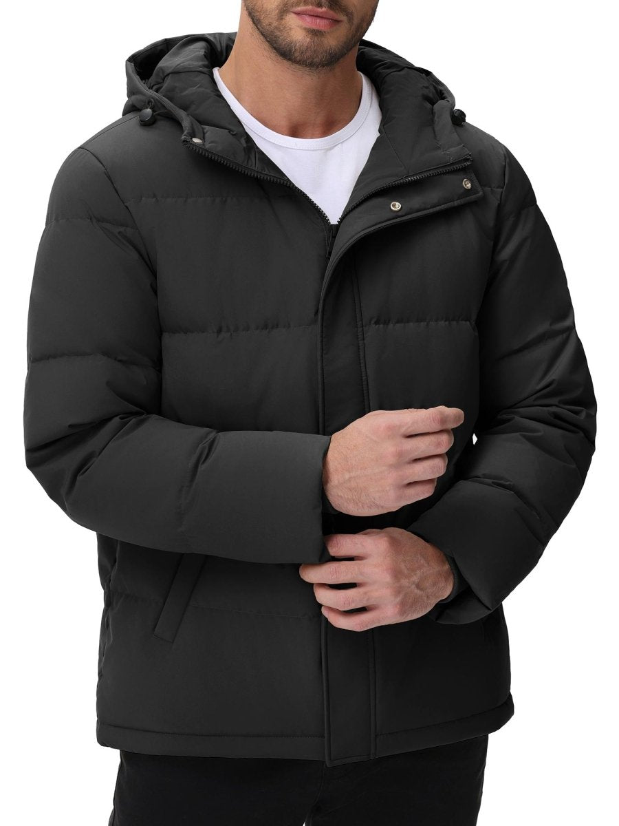 TACVASEN Black Men's Puffer Jacket Hooded Down Jacket