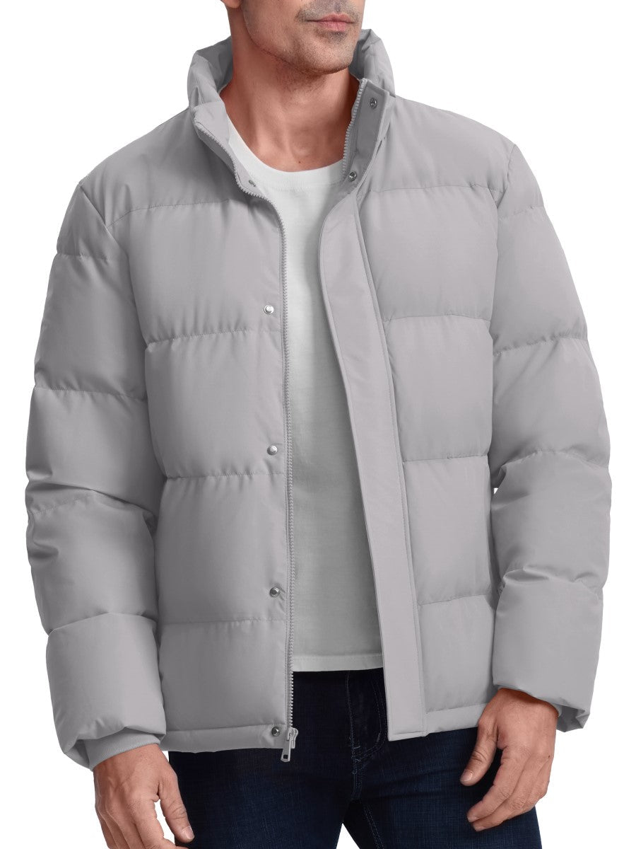 TACVASEN Light Grey Men's Puffer Jacket Water Resistant Windproof Down Jackets