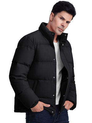 TACVASEN Black Men's Puffer Jacket Water Resistant Windproof Down Jackets