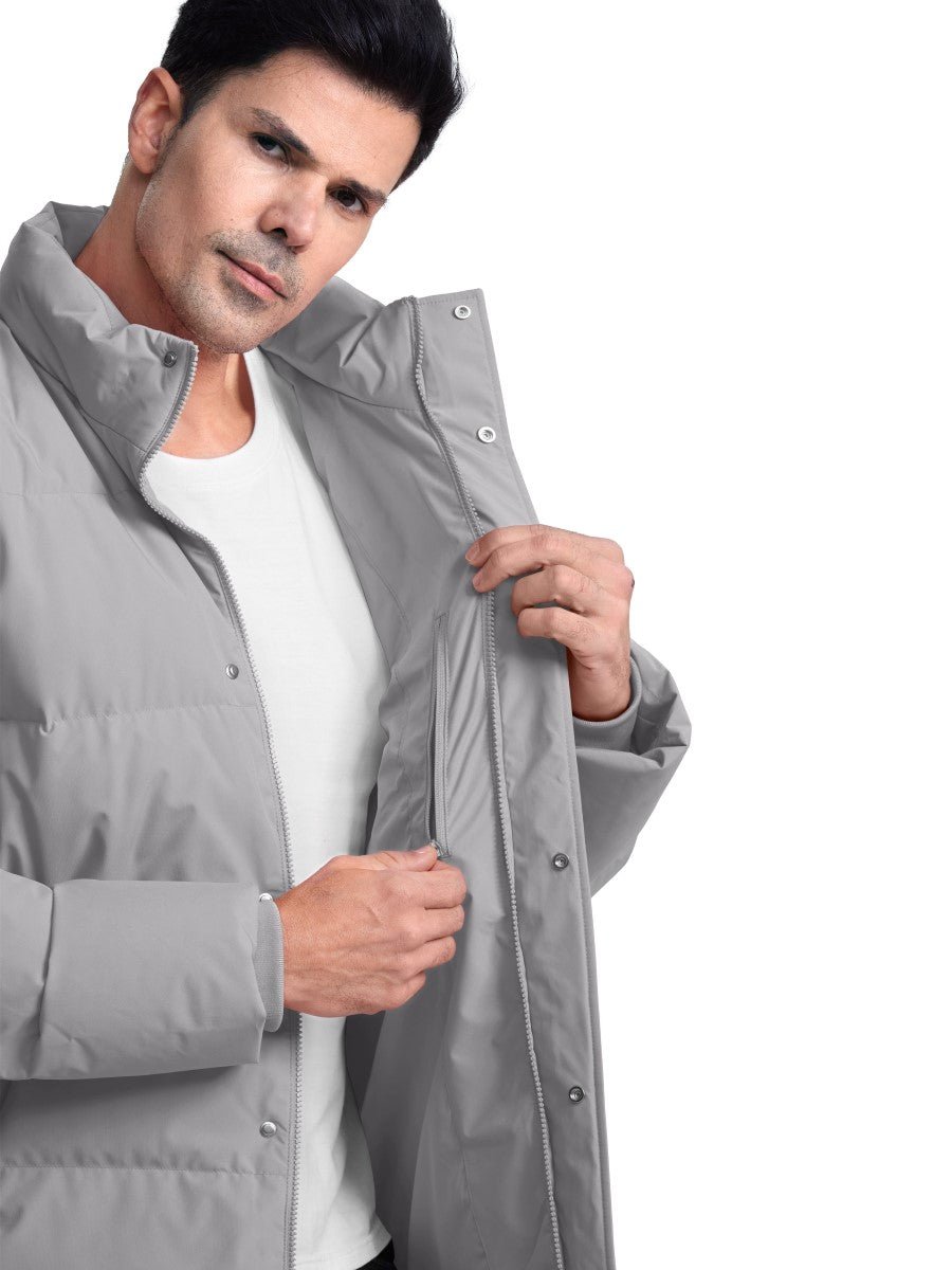 TACVASEN Light Grey Men's Puffer Jacket Water Resistant Windproof Down Jackets