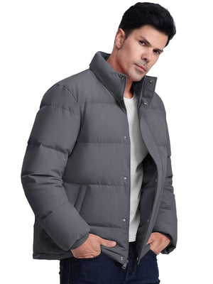 TACVASEN Dark Grey Men's Puffer Jacket Water Resistant Windproof Down Jackets