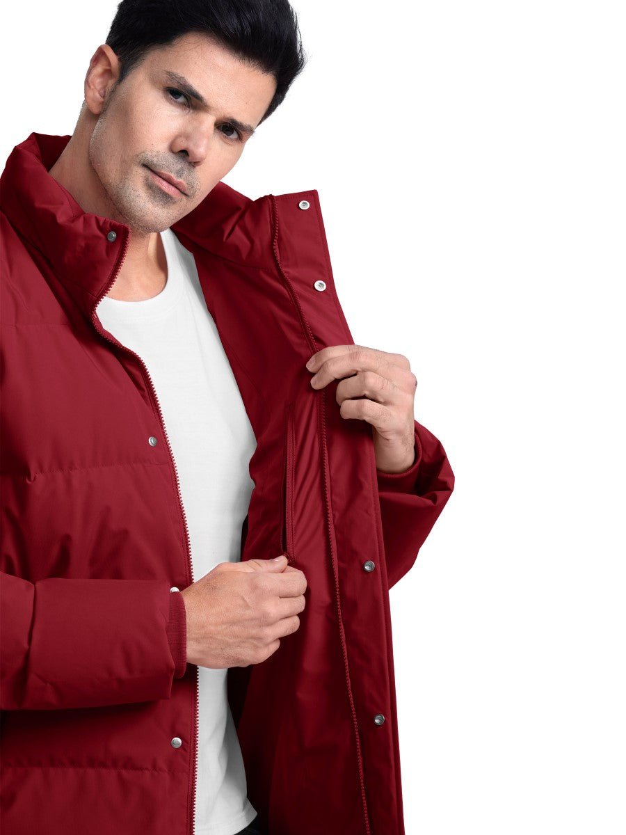 TACVASEN Wine Red Men's Puffer Jacket Water Resistant Windproof Down Jackets
