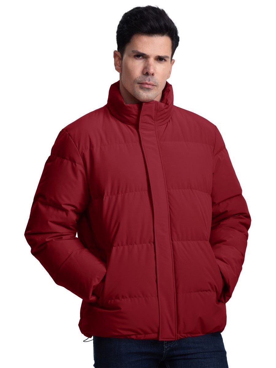 TACVASEN Wine Red Men's Puffer Jacket Water Resistant Windproof Down Jackets