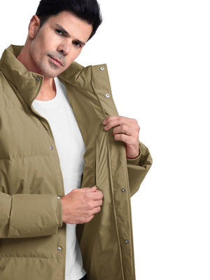 TACVASEN Khaki Men's Puffer Jacket Water Resistant Windproof Down Jackets