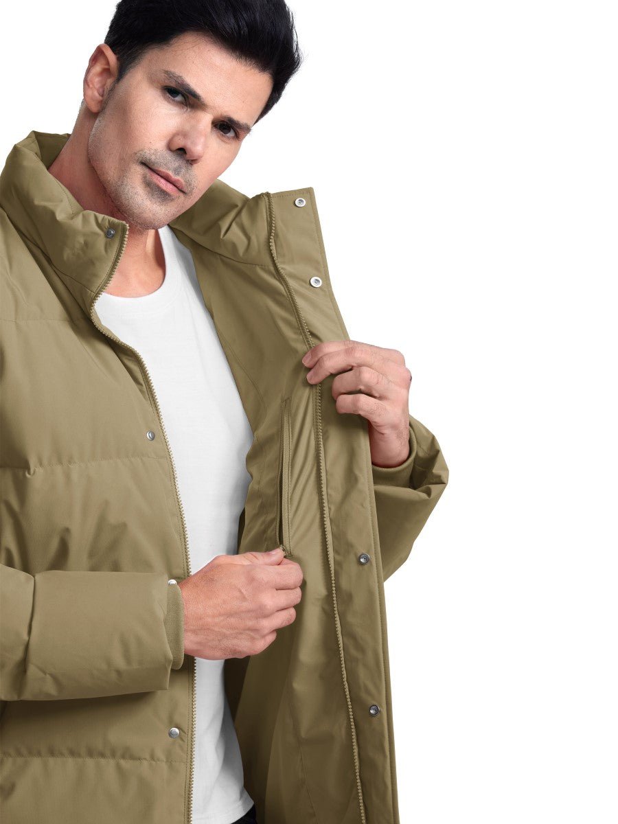 TACVASEN Khaki Men's Puffer Jacket Water Resistant Windproof Down Jackets