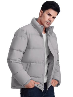 TACVASEN Light Grey Men's Puffer Jacket Water Resistant Windproof Down Jackets