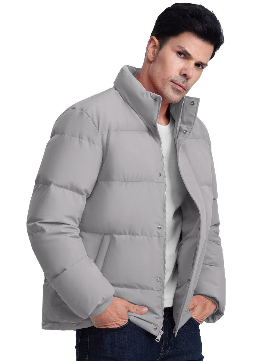 TACVASEN Light Grey Men's Puffer Jacket Water Resistant Windproof Down Jackets