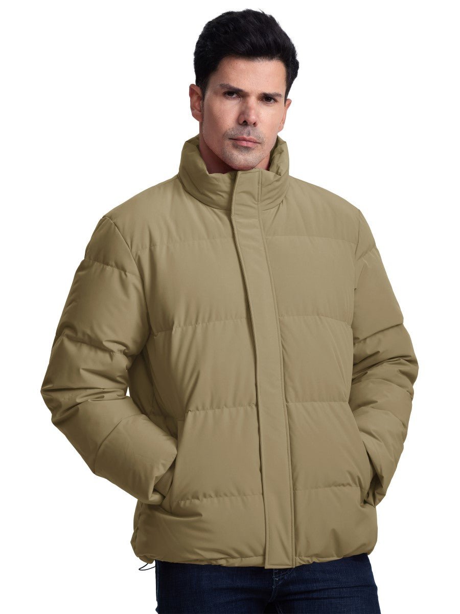 TACVASEN Khaki Men's Puffer Jacket Water Resistant Windproof Down Jackets