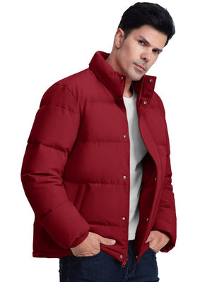 TACVASEN Wine Red Men's Puffer Jacket Water Resistant Windproof Down Jackets