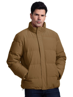 TACVASEN Brown Men's Puffer Jacket Water Resistant Windproof Down Jackets