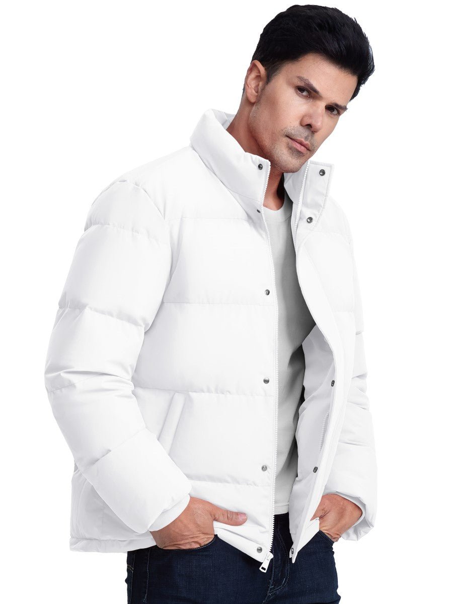 TACVASEN White Men's Puffer Jacket Water Resistant Windproof Down Jackets