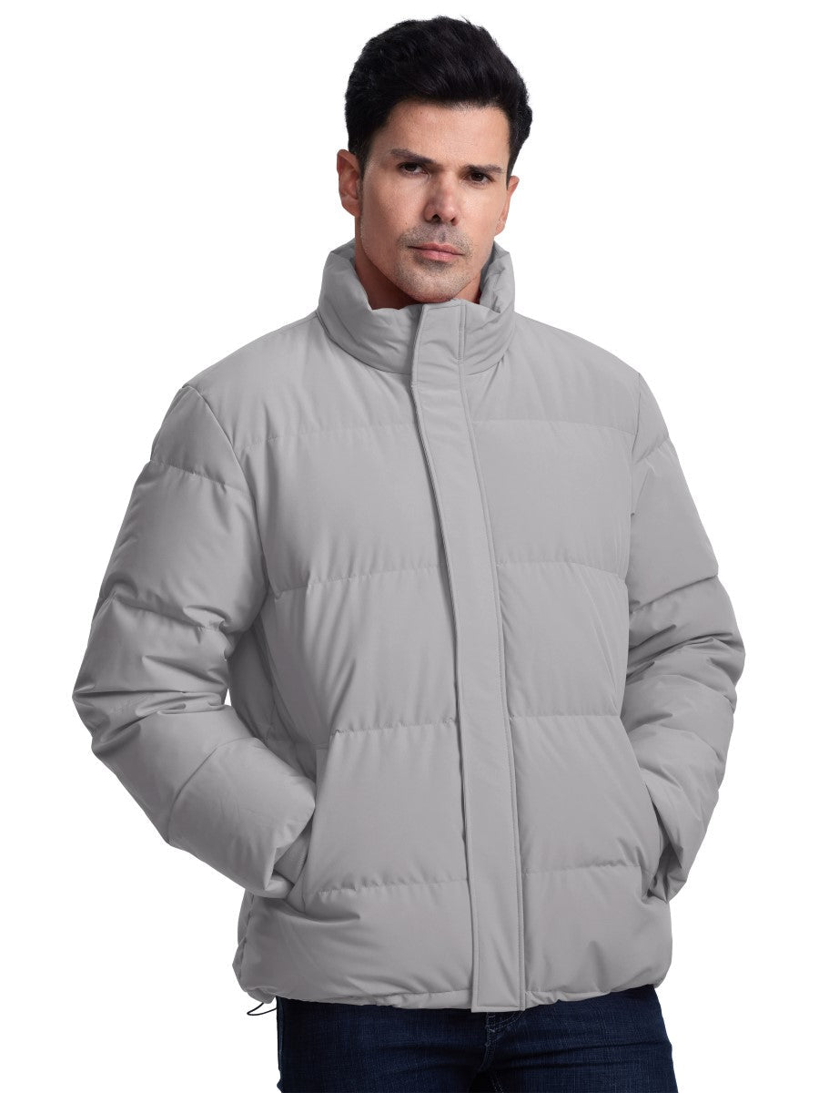 TACVASEN Light Grey Men's Puffer Jacket Water Resistant Windproof Down Jackets