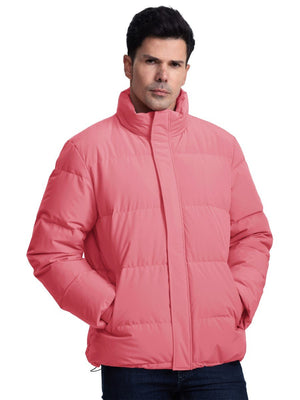 TACVASEN Grey Pink Men's Puffer Jacket Water Resistant Windproof Down Jackets