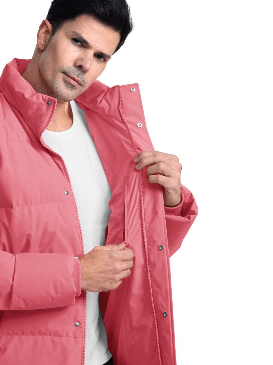 TACVASEN Grey Pink Men's Puffer Jacket Water Resistant Windproof Down Jackets