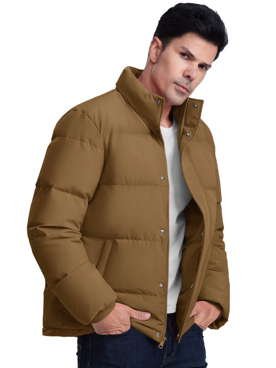 TACVASEN Brown Men's Puffer Jacket Water Resistant Windproof Down Jackets