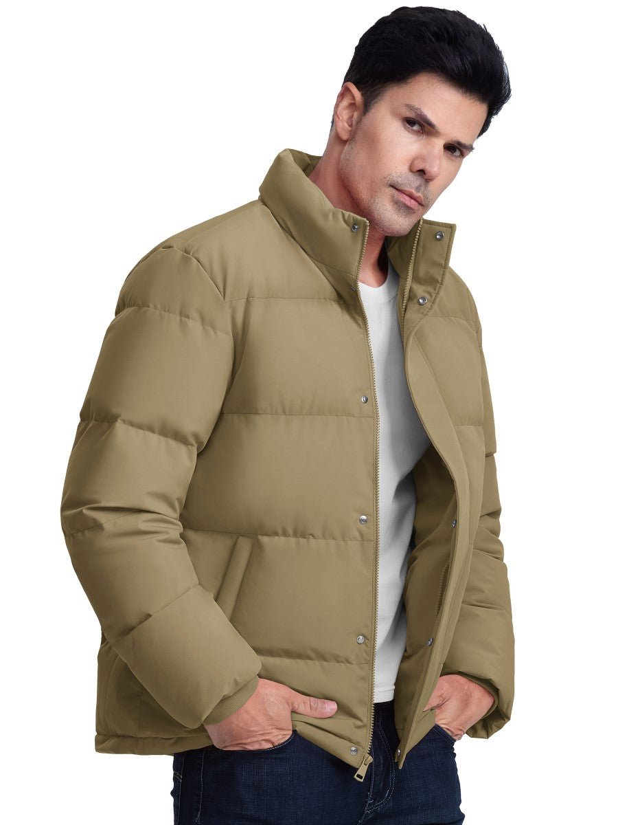 TACVASEN Khaki Men's Puffer Jacket Water Resistant Windproof Down Jackets