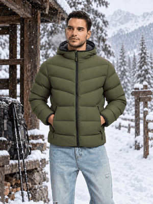TACVASEN Army Green Men's Puffer Sherpa Lined Winter Jacket