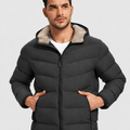 TACVASEN Black/Brown Men's Puffer Sherpa Lined Winter Jacket