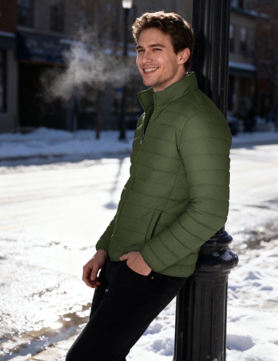 TACVASEN Army Green Men's Puffer Water Repellent Windproof Insulated Jacket