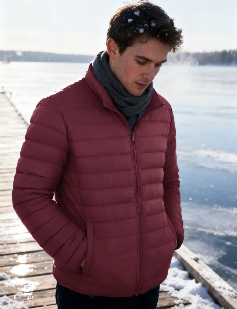 TACVASEN Wine Red Men's Puffer Water Repellent Windproof Insulated Jacket