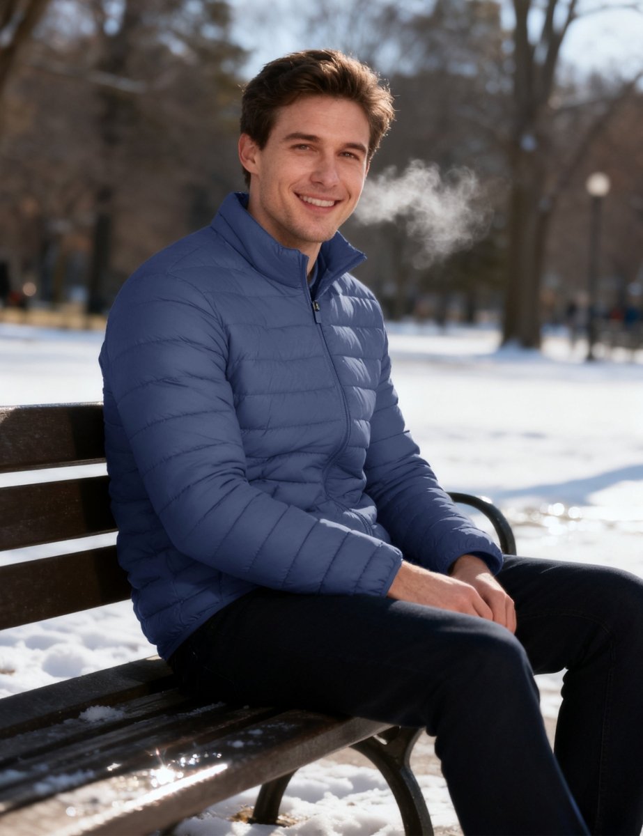 TACVASEN Blue Grey Men's Puffer Water Repellent Windproof Insulated Jacket