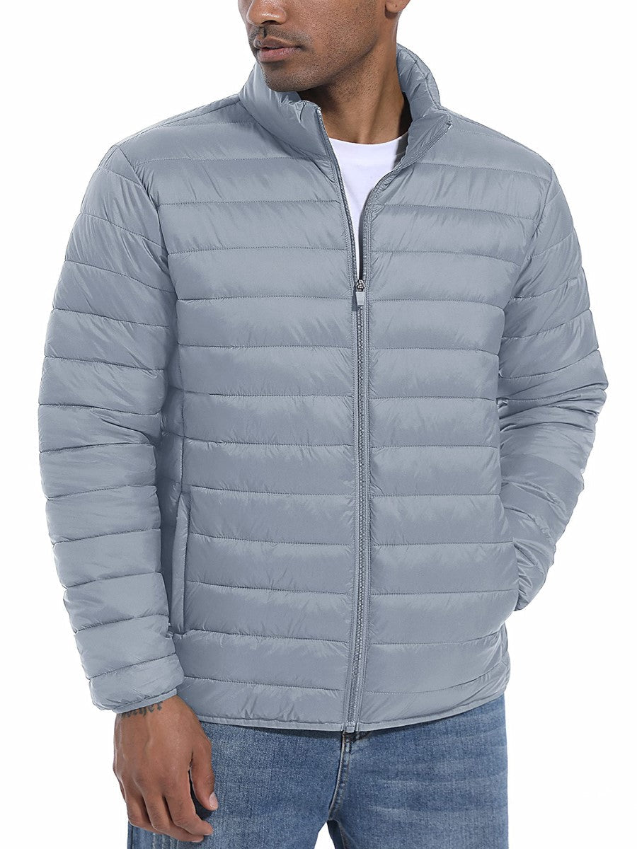 TACVASEN Light Grey Men's Puffer Water Repellent Windproof Insulated Jacket