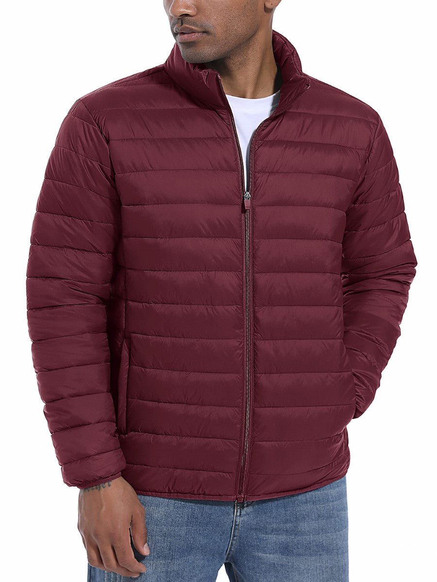 TACVASEN Wine Red Men's Puffer Water Repellent Windproof Insulated Jacket