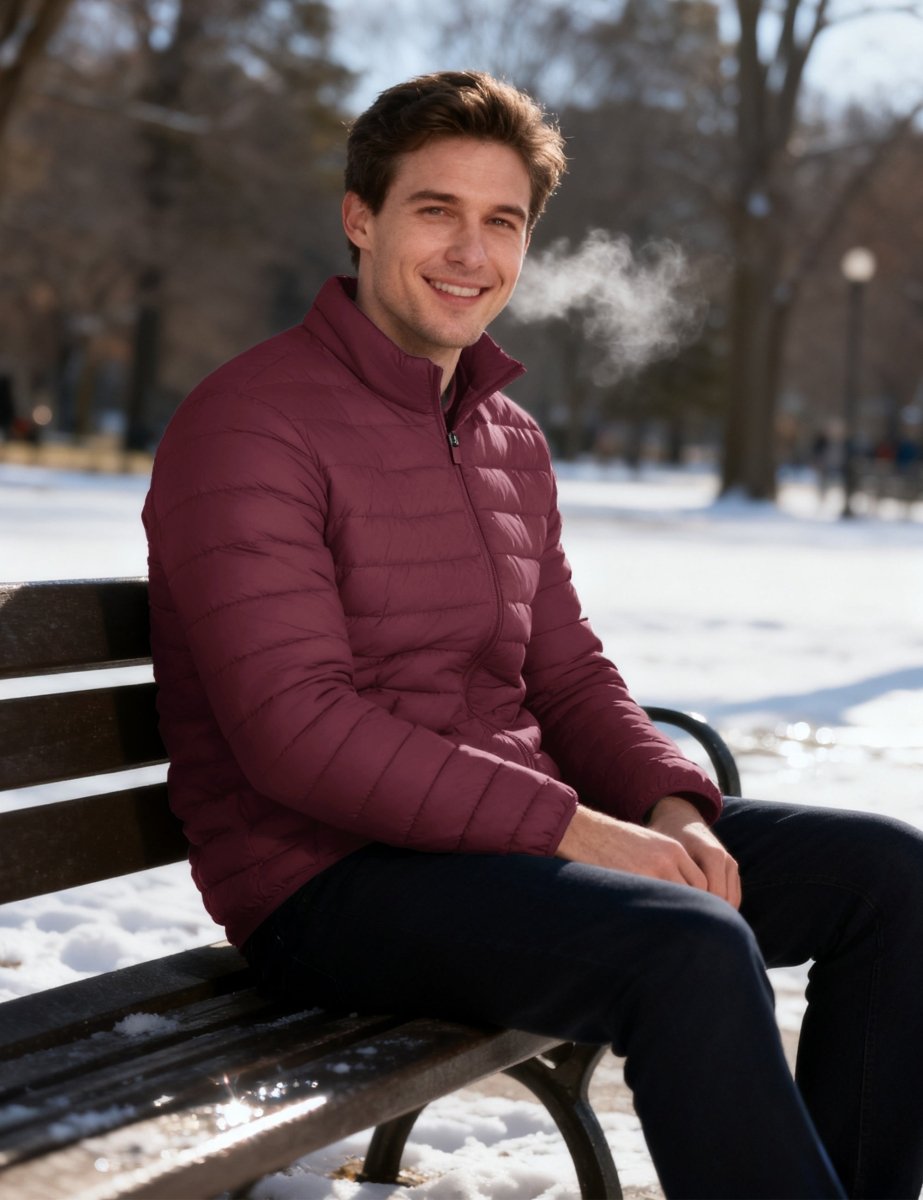TACVASEN Wine Red Men's Puffer Water Repellent Windproof Insulated Jacket