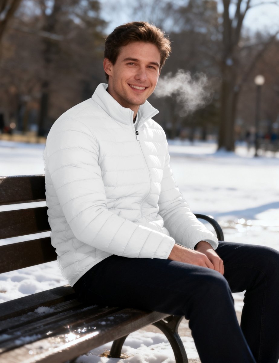 TACVASEN White Men's Puffer Water Repellent Windproof Insulated Jacket