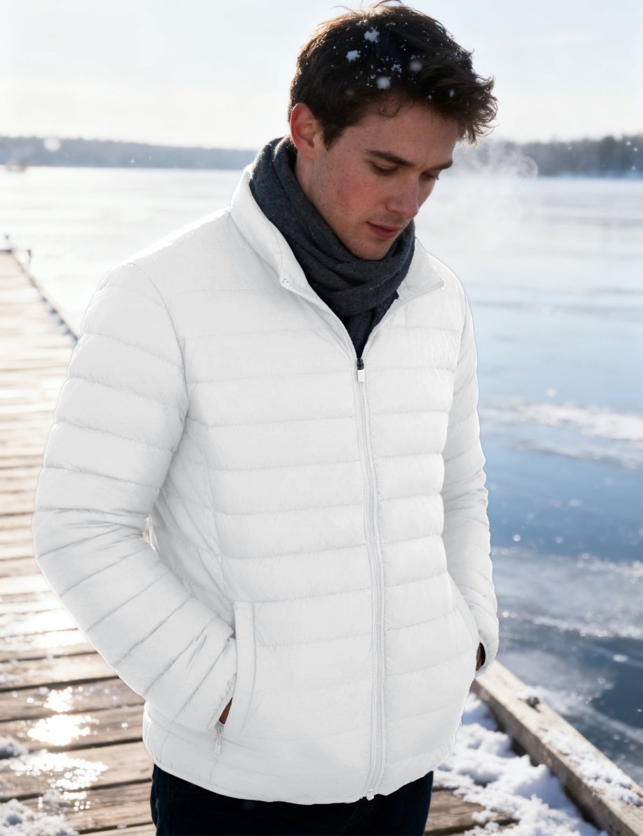 TACVASEN White Men's Puffer Water Repellent Windproof Insulated Jacket
