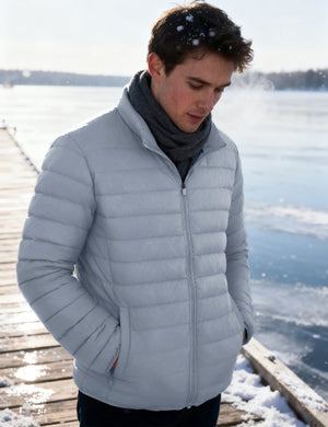 TACVASEN Light Grey Men's Puffer Water Repellent Windproof Insulated Jacket