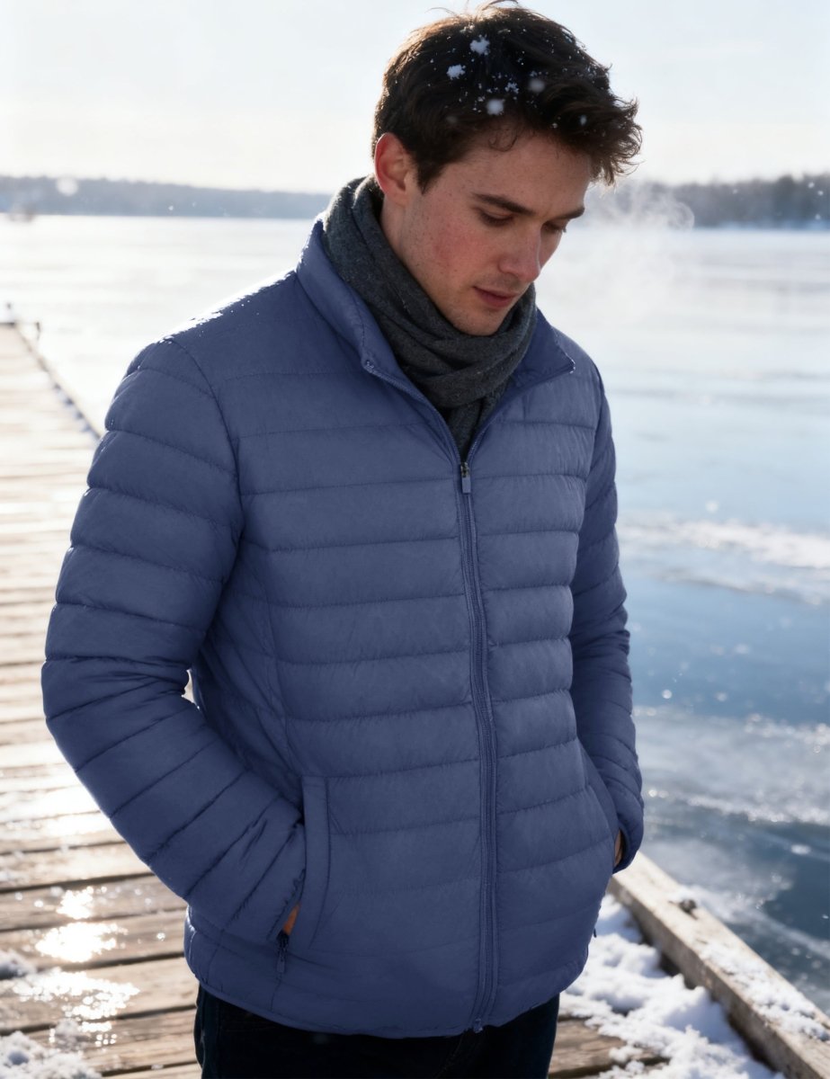 TACVASEN Blue Grey Men's Puffer Water Repellent Windproof Insulated Jacket