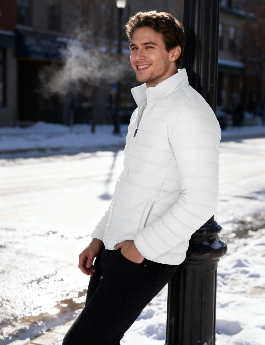 TACVASEN White Men's Puffer Water Repellent Windproof Insulated Jacket