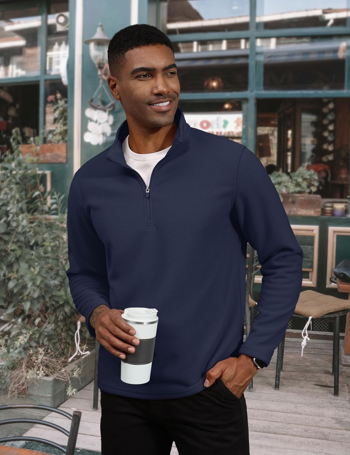 TACVASEN Light Grey Men's Pullover Workout Fleece 1/4 Zip Uncw Vintage Sweatshirts