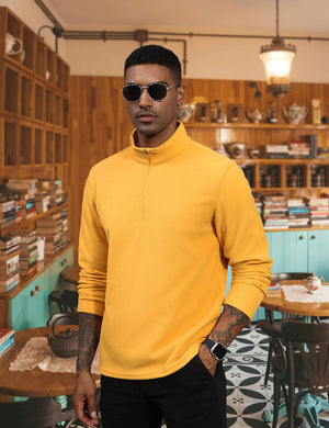 TACVASEN Yellow Men's Pullover Workout Fleece 1/4 Zip Uncw Vintage Sweatshirts