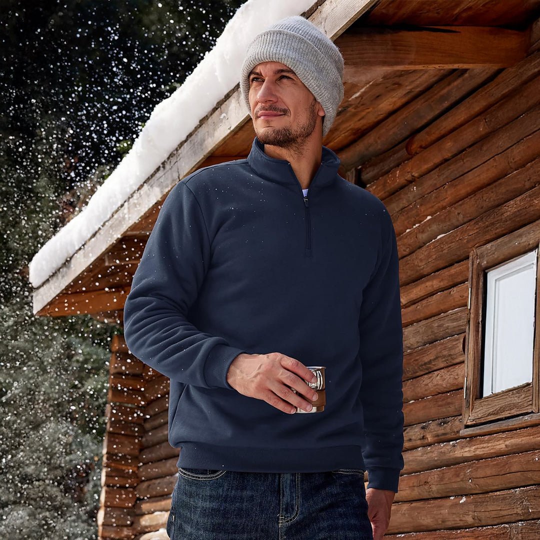 TACVASEN Navy Men's Quarter Zip Fleece Pullover Warm Winter Sweatshirt