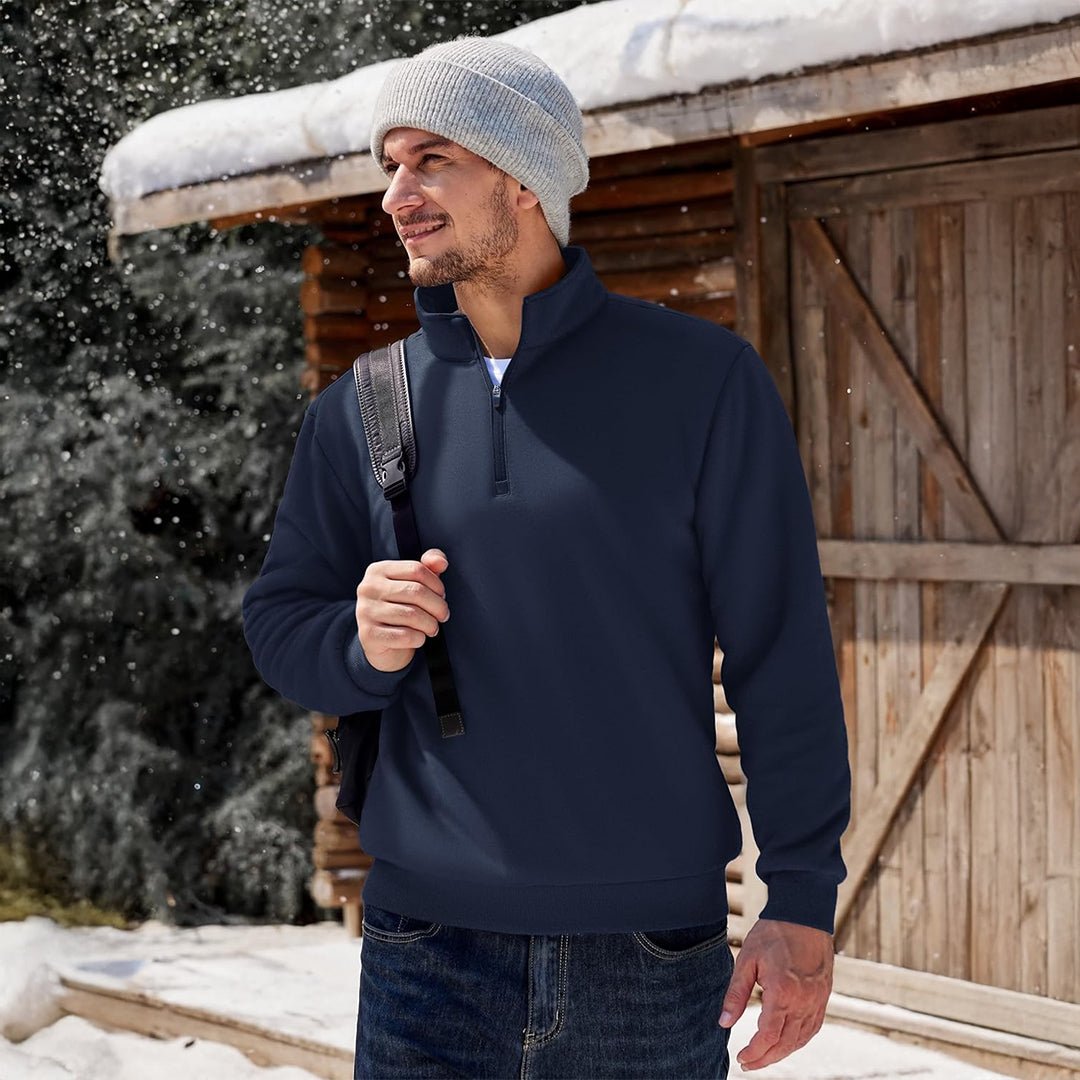 TACVASEN Navy Men's Quarter Zip Fleece Pullover Warm Winter Sweatshirt