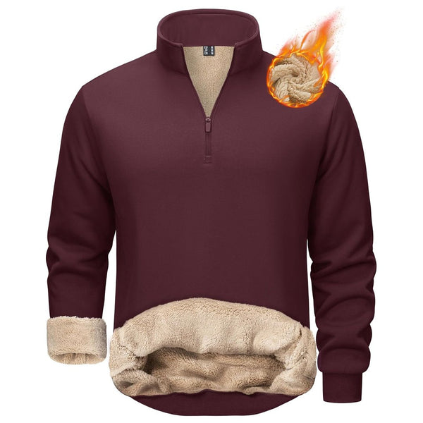 TACVASEN Wine Men's Quarter Zip Fleece Pullover Warm Winter Sweatshirt