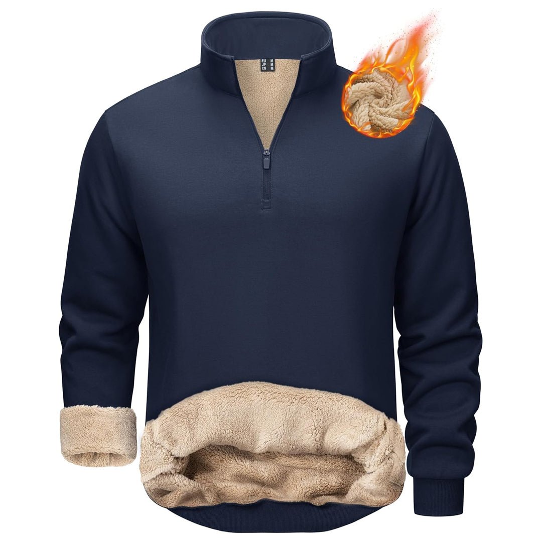 TACVASEN Navy Men's Quarter Zip Fleece Pullover Warm Winter Sweatshirt