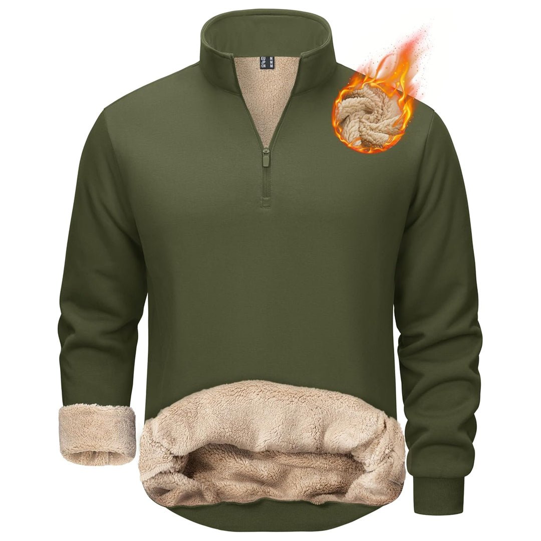 TACVASEN Army Green Men's Quarter Zip Fleece Pullover Warm Winter Sweatshirt