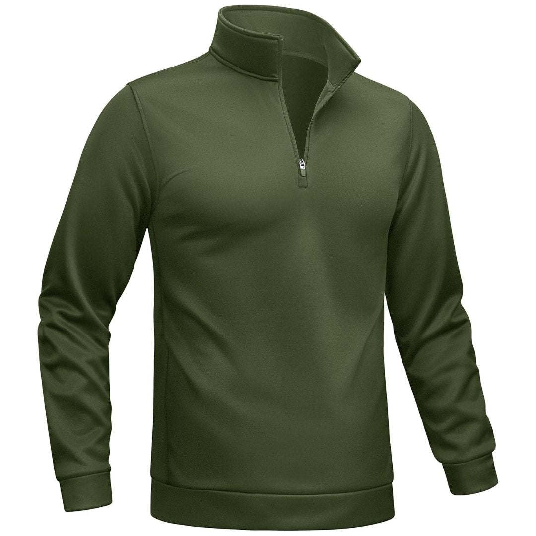 TACVASEN Army Green Men's Quarter Zip Pullover Sweatshirts Lightweight Fleece Lined