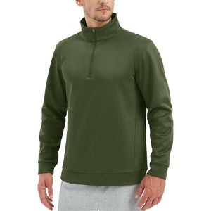 TACVASEN Army Green Men's Quarter Zip Pullover Sweatshirts Lightweight Fleece Lined
