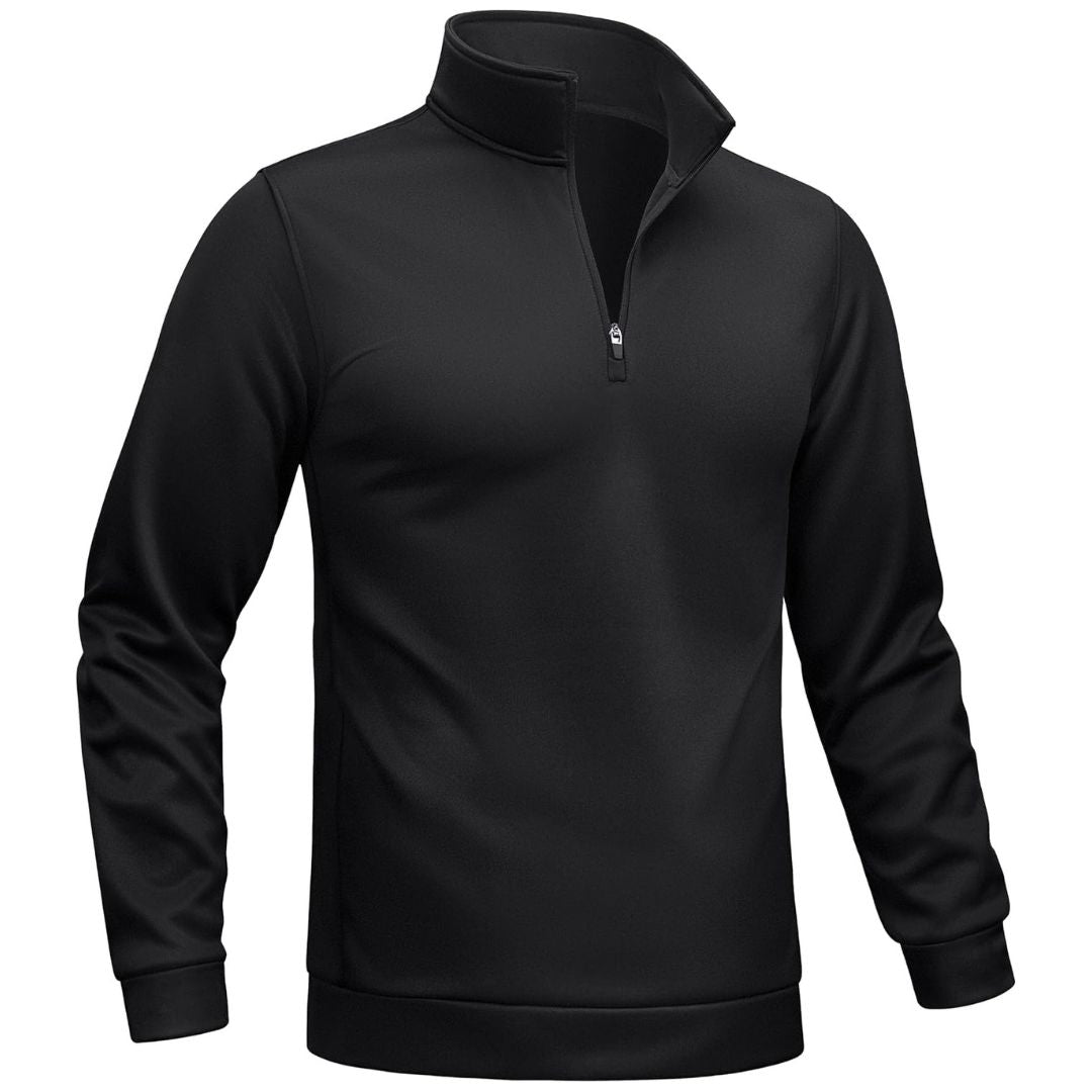 TACVASEN Black Men's Quarter Zip Pullover Sweatshirts Lightweight Fleece Lined