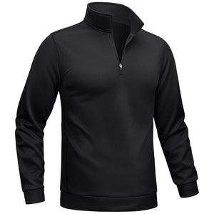 TACVASEN Black Men's Quarter Zip Pullover Sweatshirts Lightweight Fleece Lined